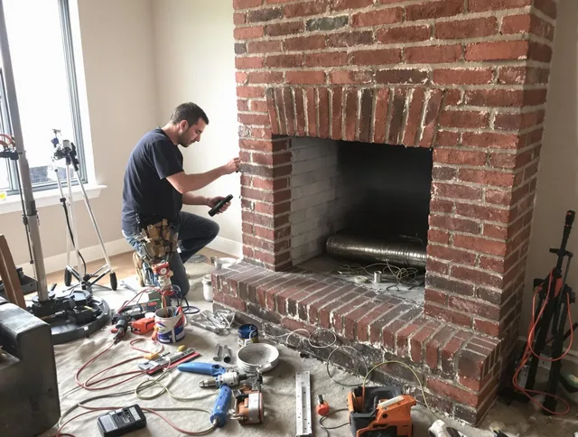 Vernon Chimney Sweep specialist finalizing chimney liner service in Vernon, CT