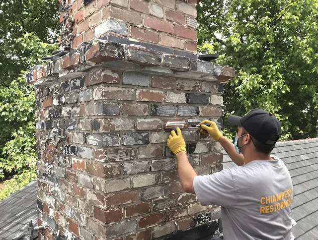 In-progress chimney restoration by Vernon Chimney Sweep in Vernon, CT