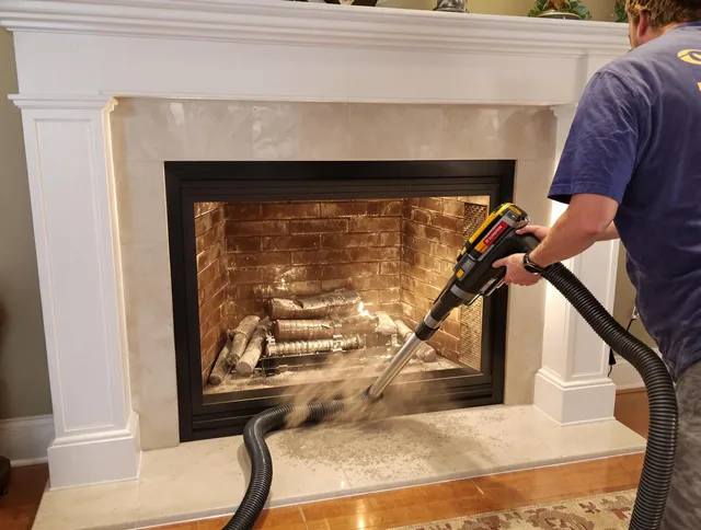 Fireplace cleaning performed by Vernon Chimney Sweep in Vernon, CT